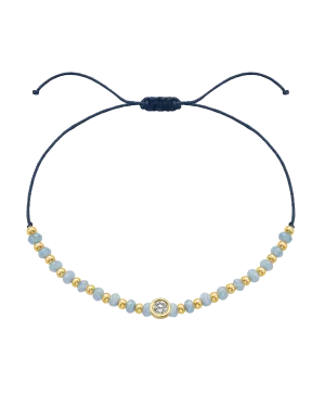 Celestite Gemstone String of Love Bracelet for Mindfulness - 14K Yellow Gold