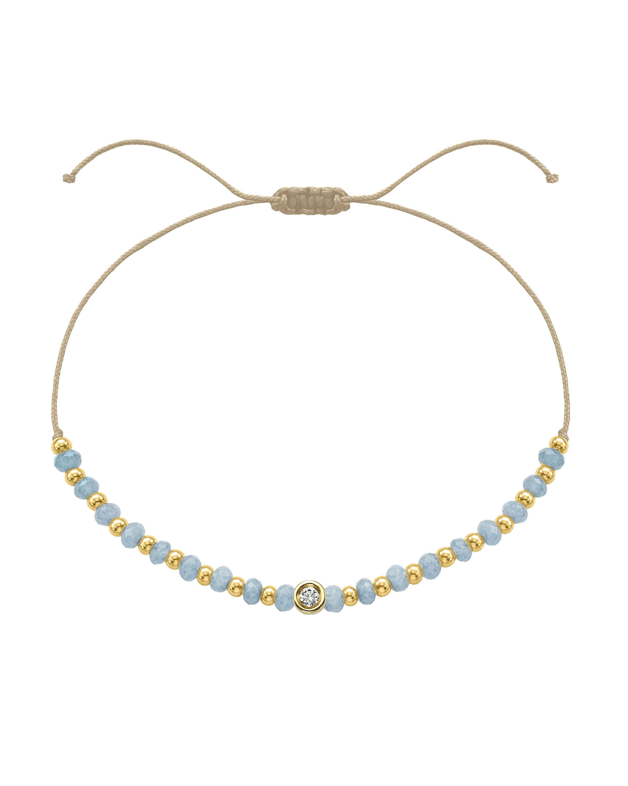 Celestite Gemstone String of Love Bracelet for Mindfulness - 14K Yellow Gold