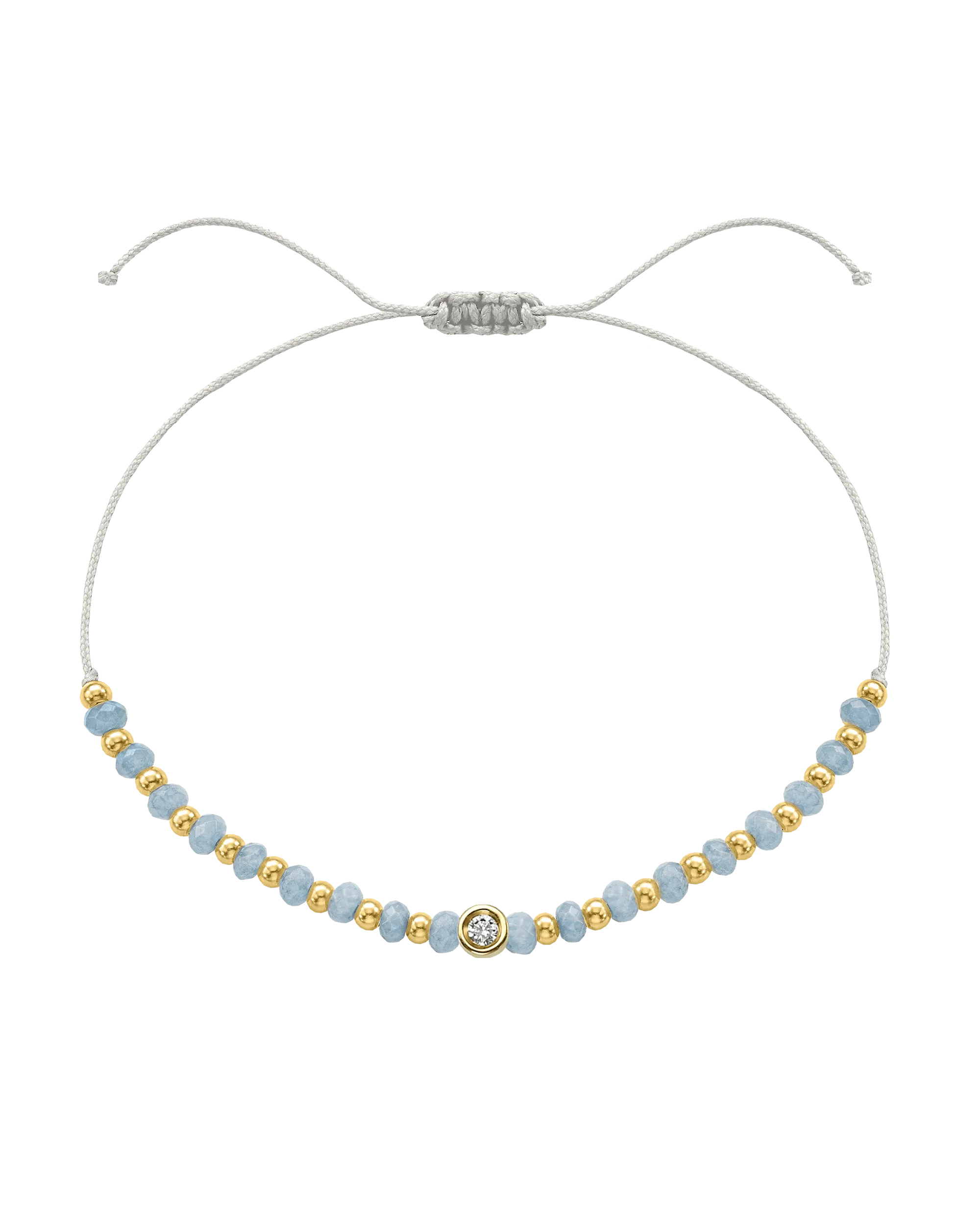 Celestite Gemstone String of Love Bracelet for Mindfulness - 14K Yellow Gold