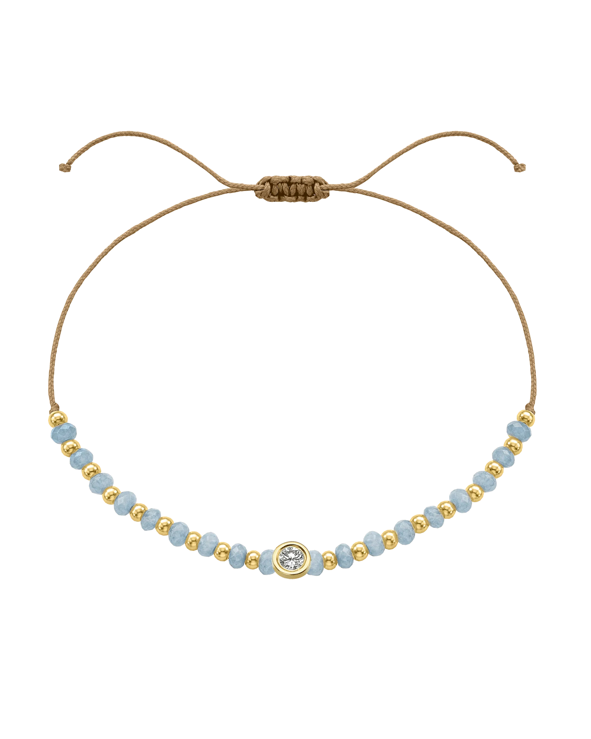 Celestite Gemstone String of Love Bracelet for Mindfulness - 14K Yellow Gold