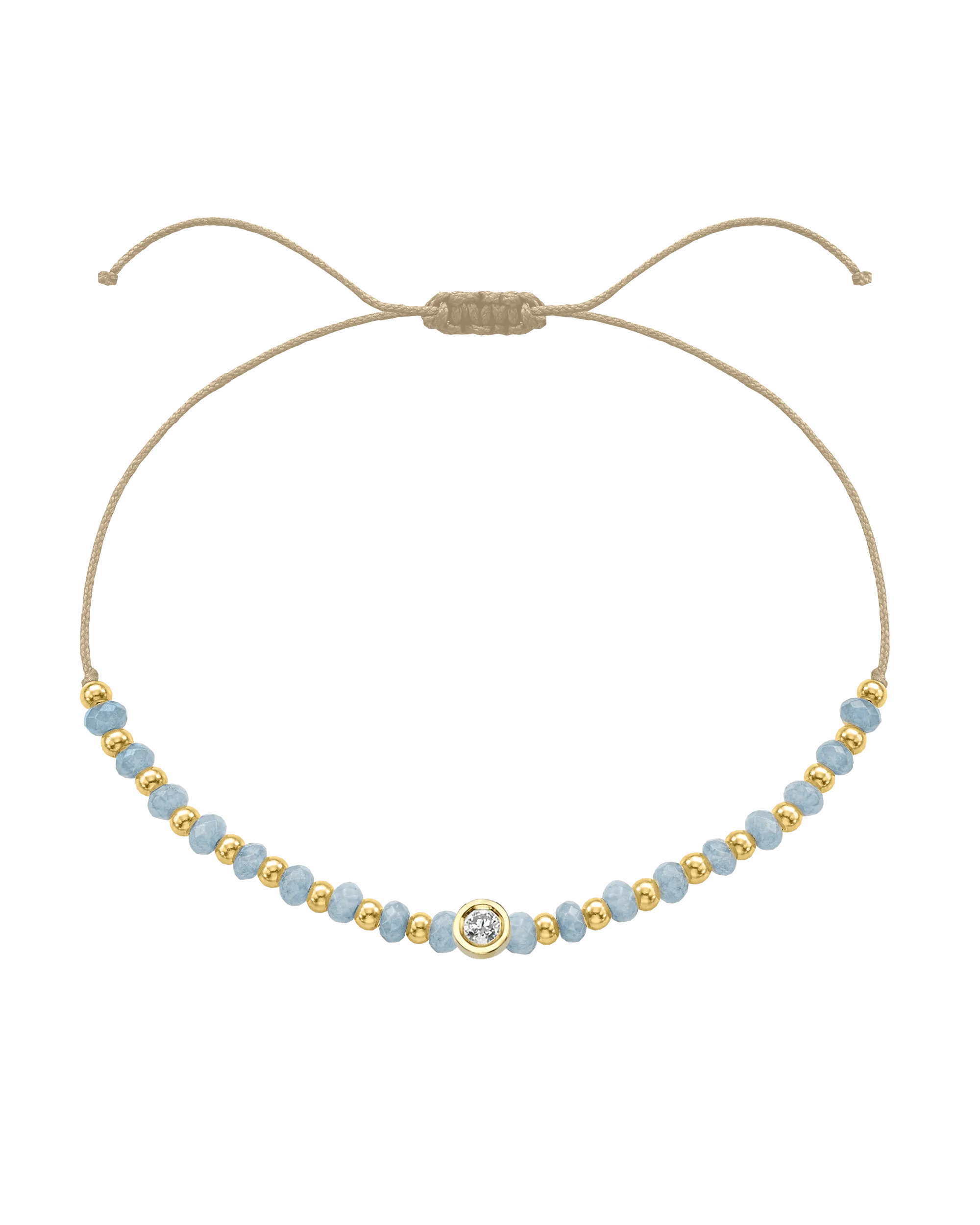 Celestite Gemstone String of Love Bracelet for Mindfulness - 14K Yellow Gold