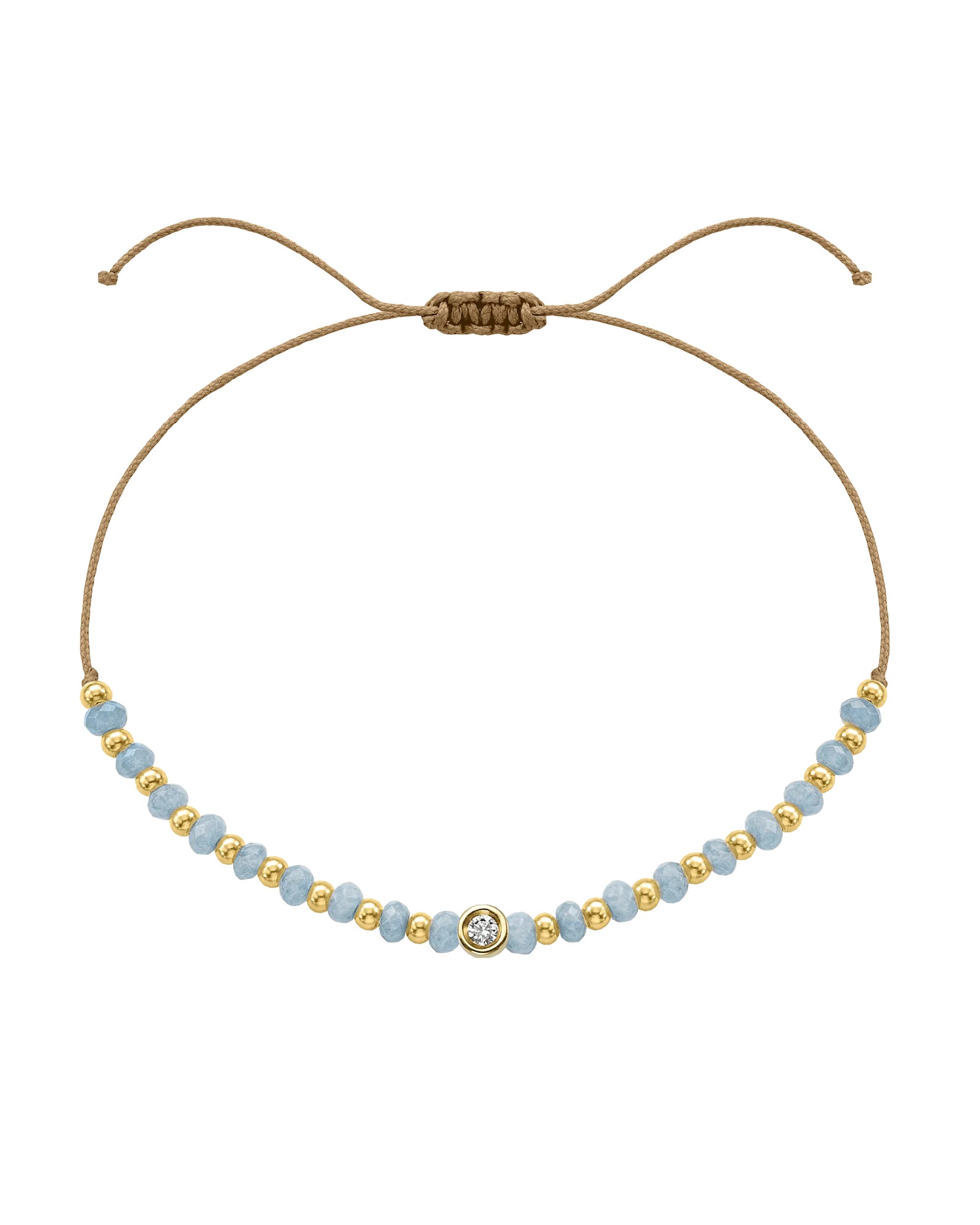 Celestite Gemstone String of Love Bracelet for Mindfulness - 14K Yellow Gold