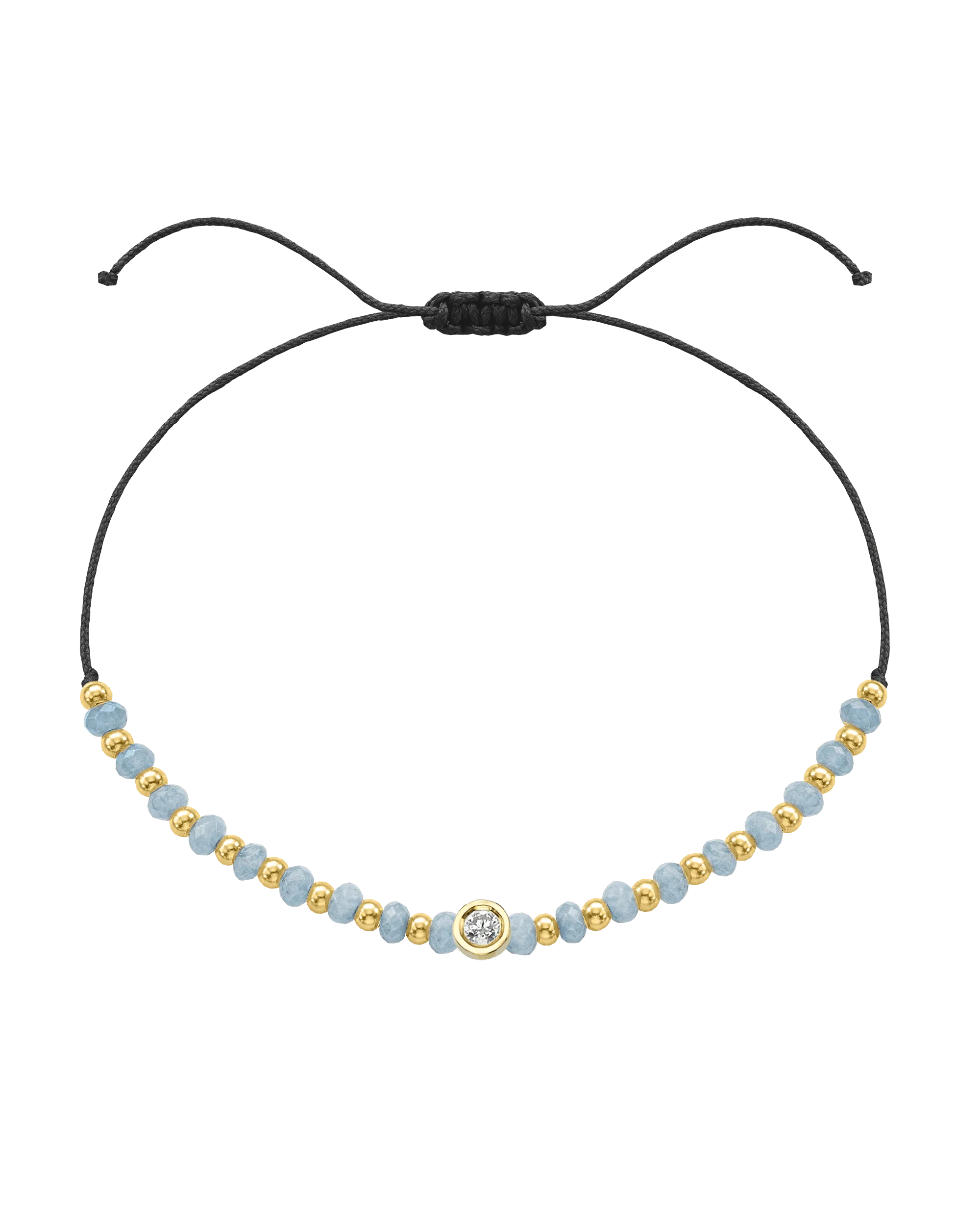 Celestite Gemstone String of Love Bracelet for Mindfulness - 14K Yellow Gold