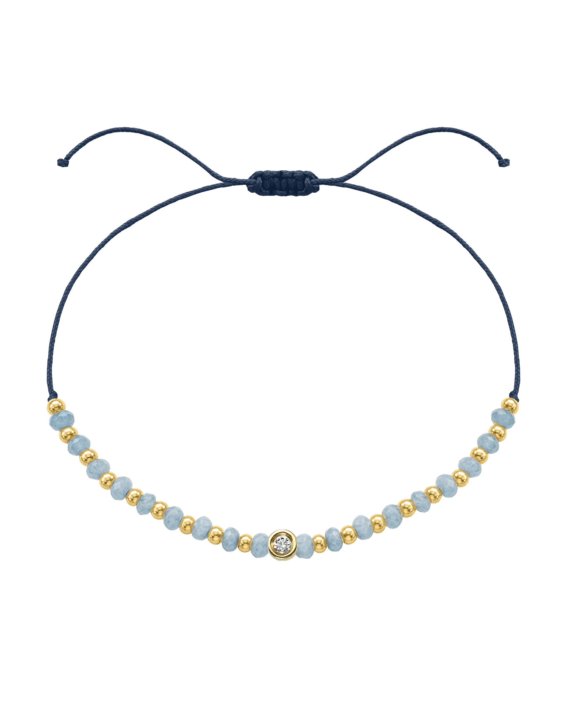 Celestite Gemstone String of Love Bracelet for Mindfulness - 14K Yellow Gold