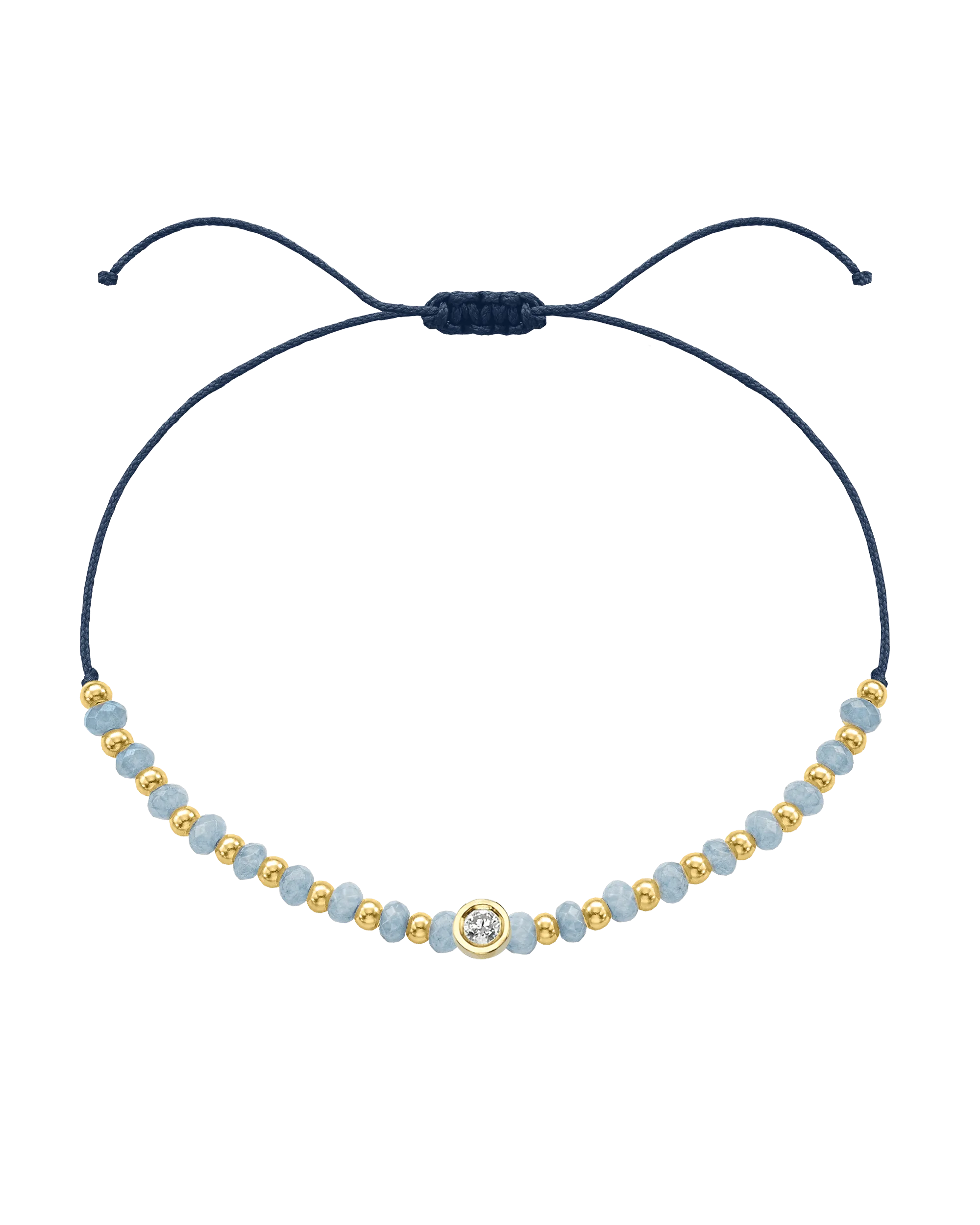 Celestite Gemstone String of Love Bracelet for Mindfulness - 14K Yellow Gold