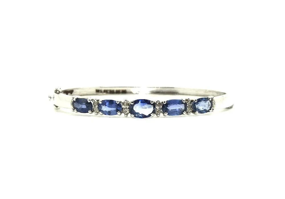 Ceylon Sapphire And Marquee Diamond Bangle /Item code:BNG3