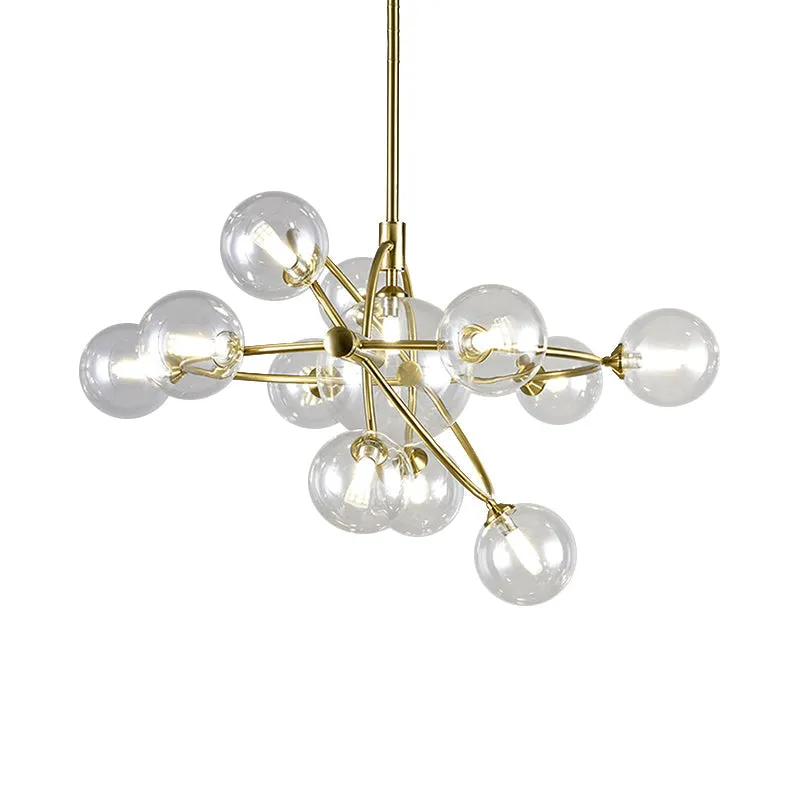 Contemporary Gold Pendant Light with Amber/Clear/Smoke Glass Sphere Shade - Perfect for Living Room