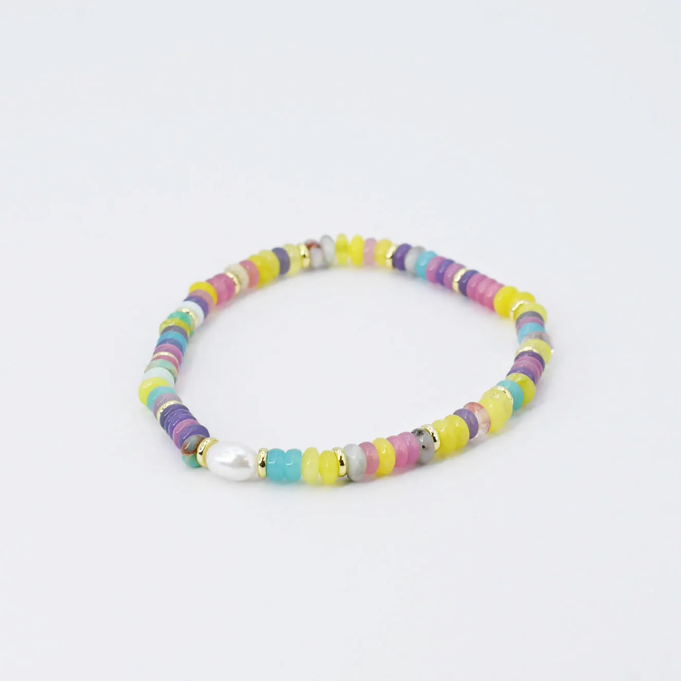 Cotton Candy Beaded Bracelet with Pearl T59