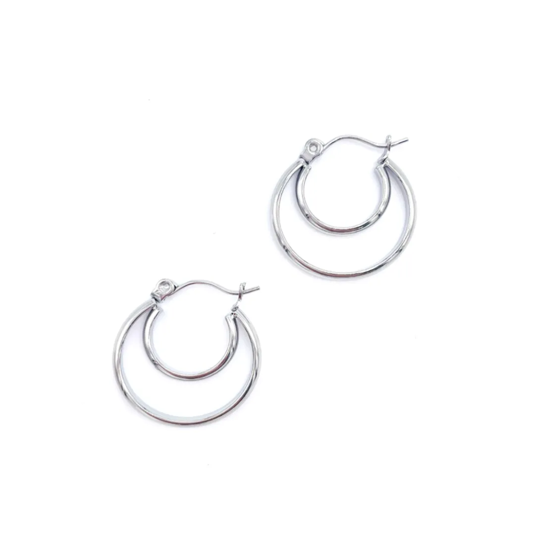 Crescent Midi Hoops silver gold