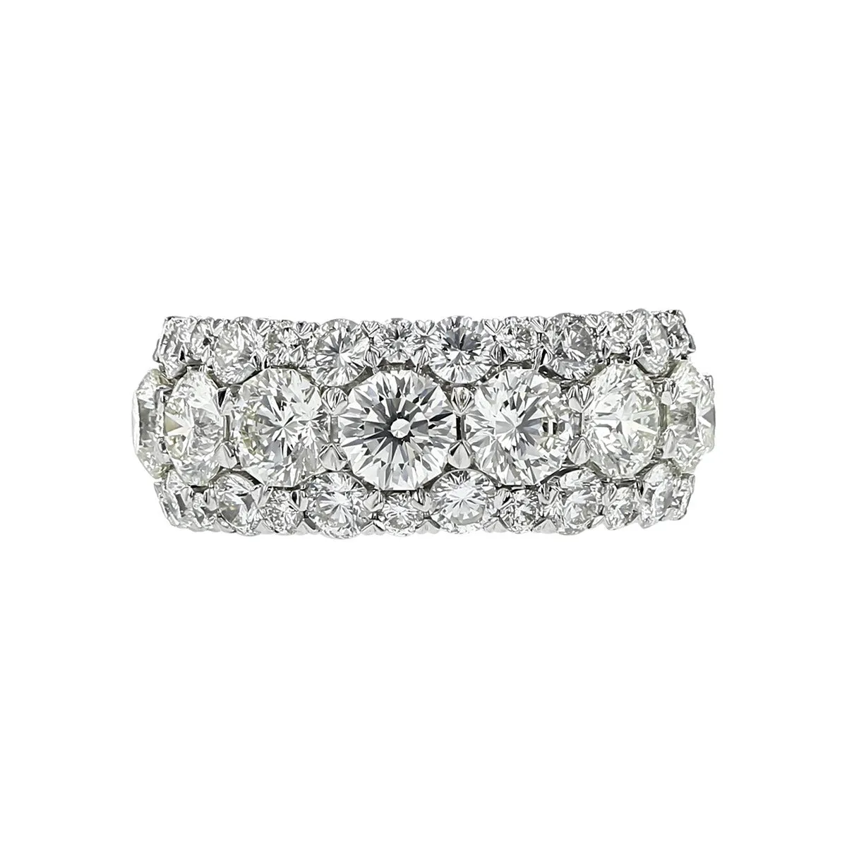 Crisscut Round Diamond Partway Wedding Band