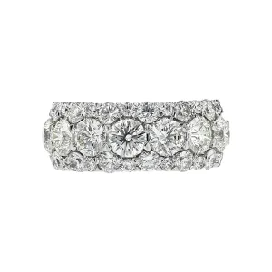 Crisscut Round Diamond Partway Wedding Band