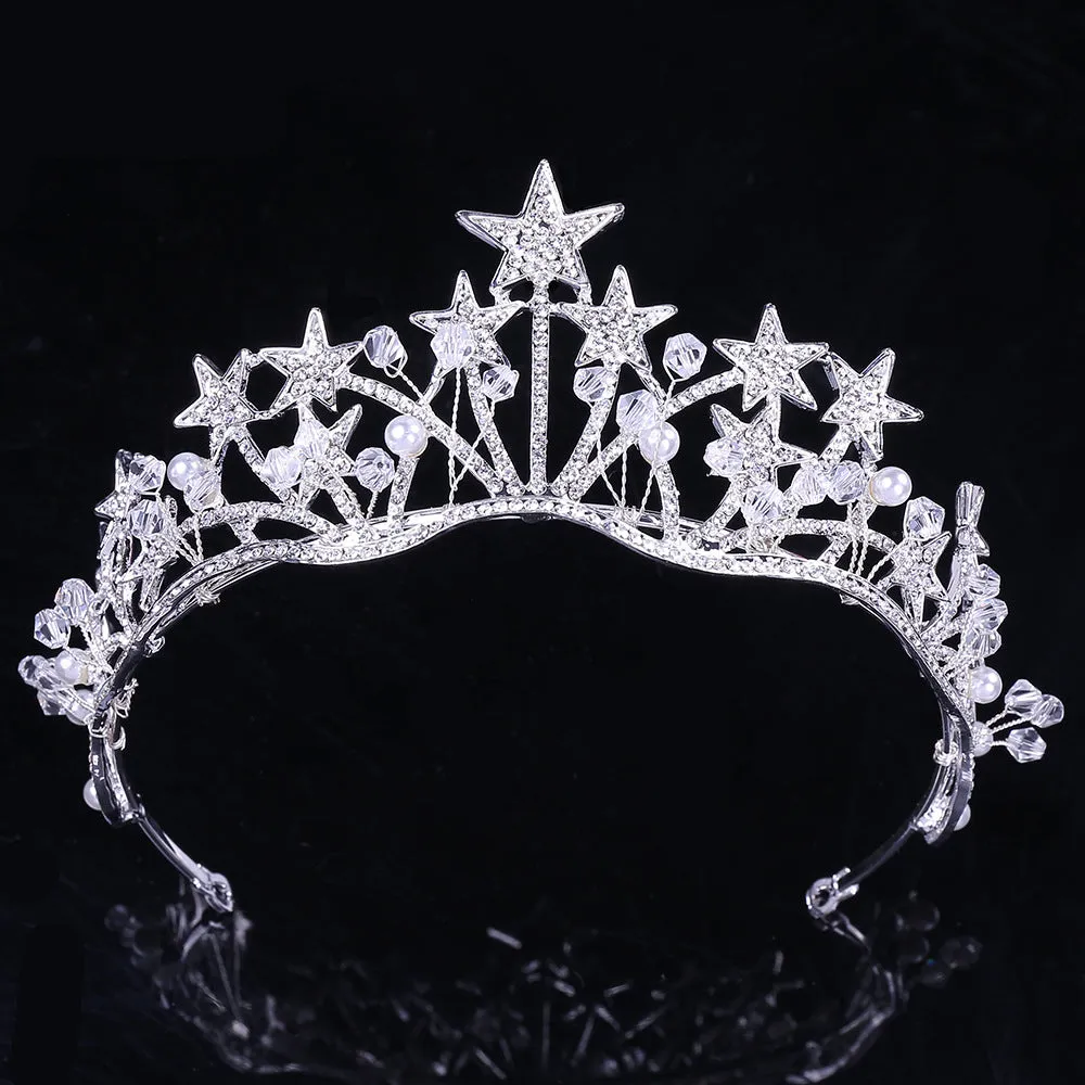 Diamond new bridal headwear hair accessories Korean exquisite five-star diamond beaded bridal handmade crown