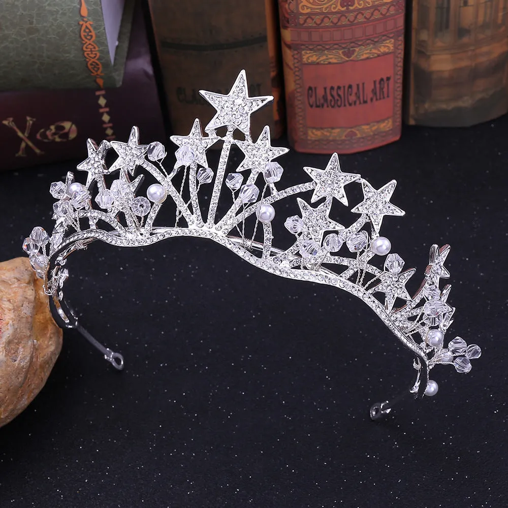 Diamond new bridal headwear hair accessories Korean exquisite five-star diamond beaded bridal handmade crown