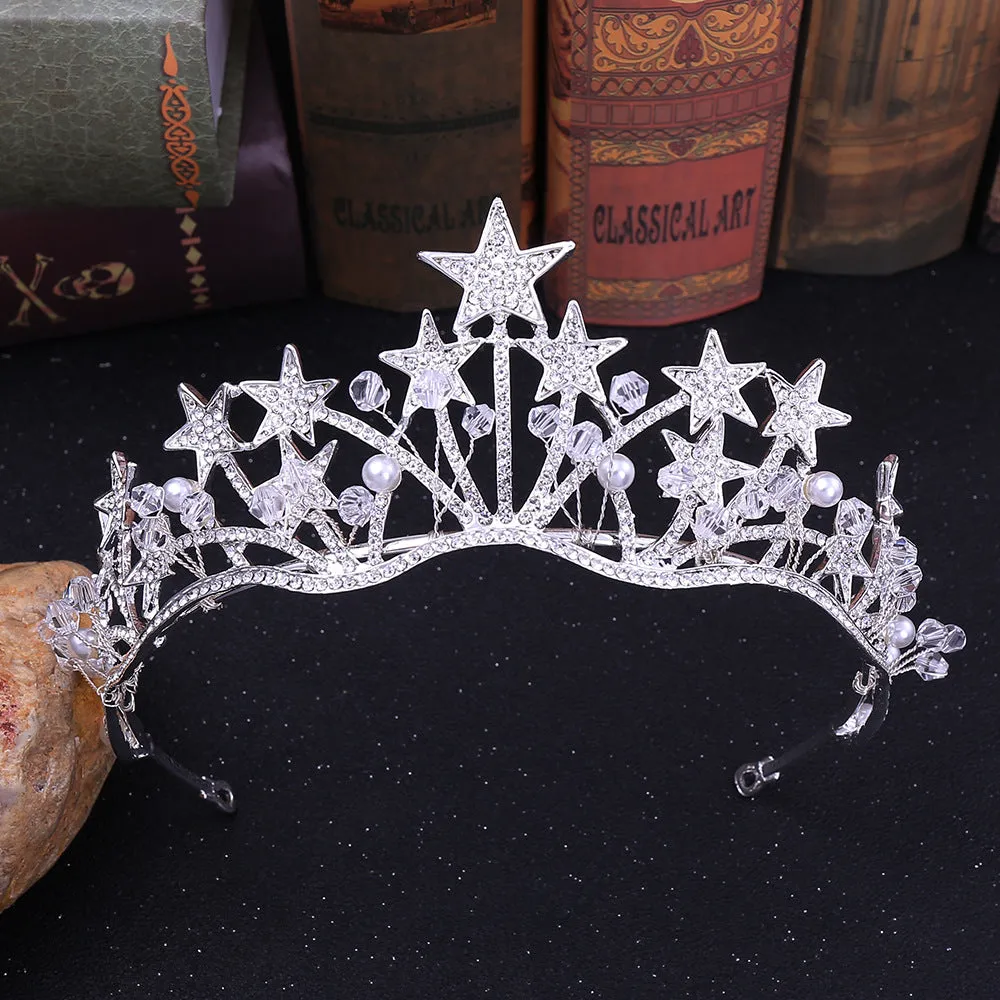 Diamond new bridal headwear hair accessories Korean exquisite five-star diamond beaded bridal handmade crown