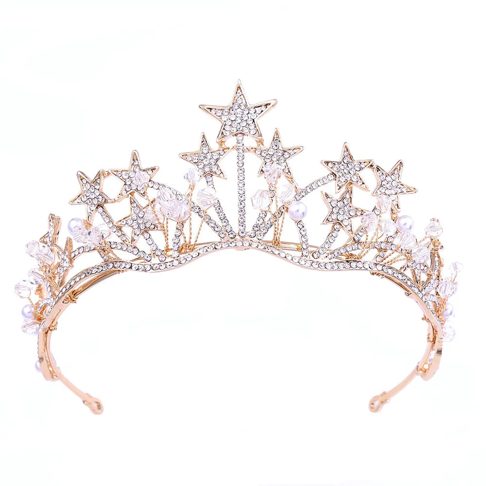 Diamond new bridal headwear hair accessories Korean exquisite five-star diamond beaded bridal handmade crown