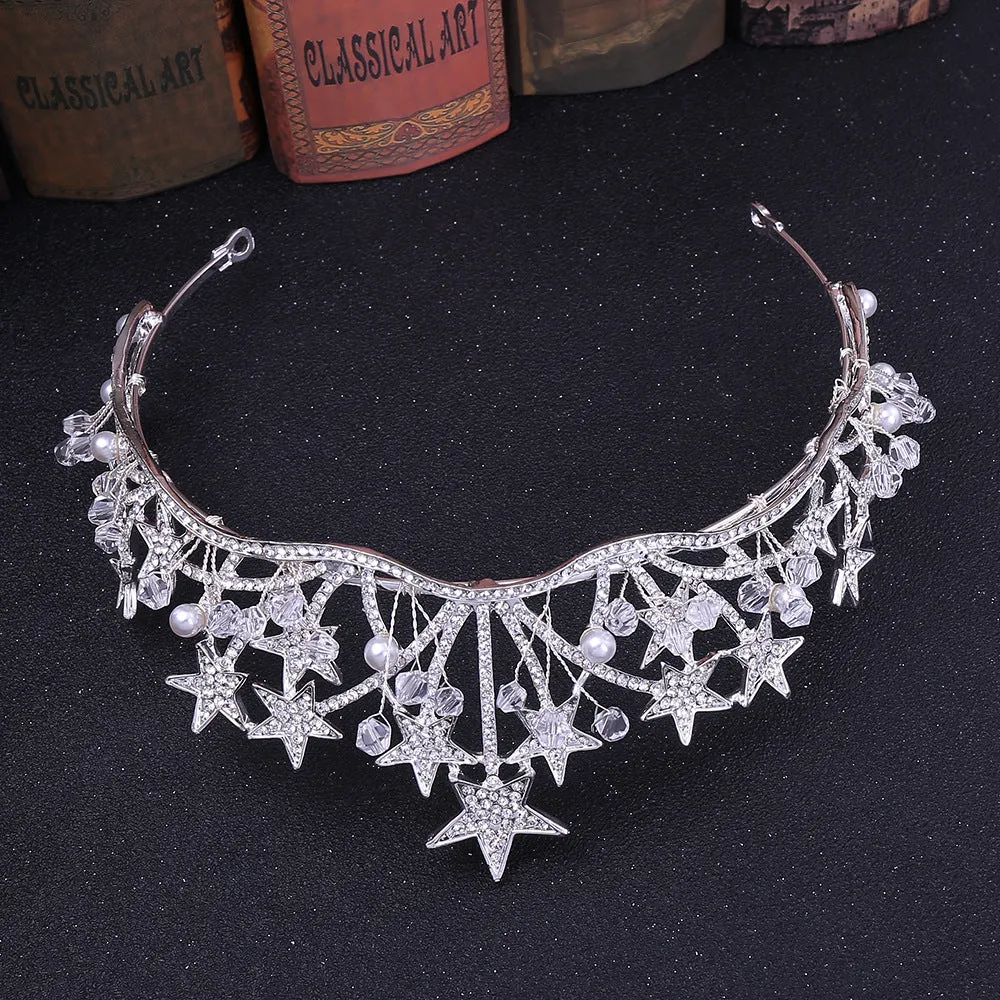 Diamond new bridal headwear hair accessories Korean exquisite five-star diamond beaded bridal handmade crown