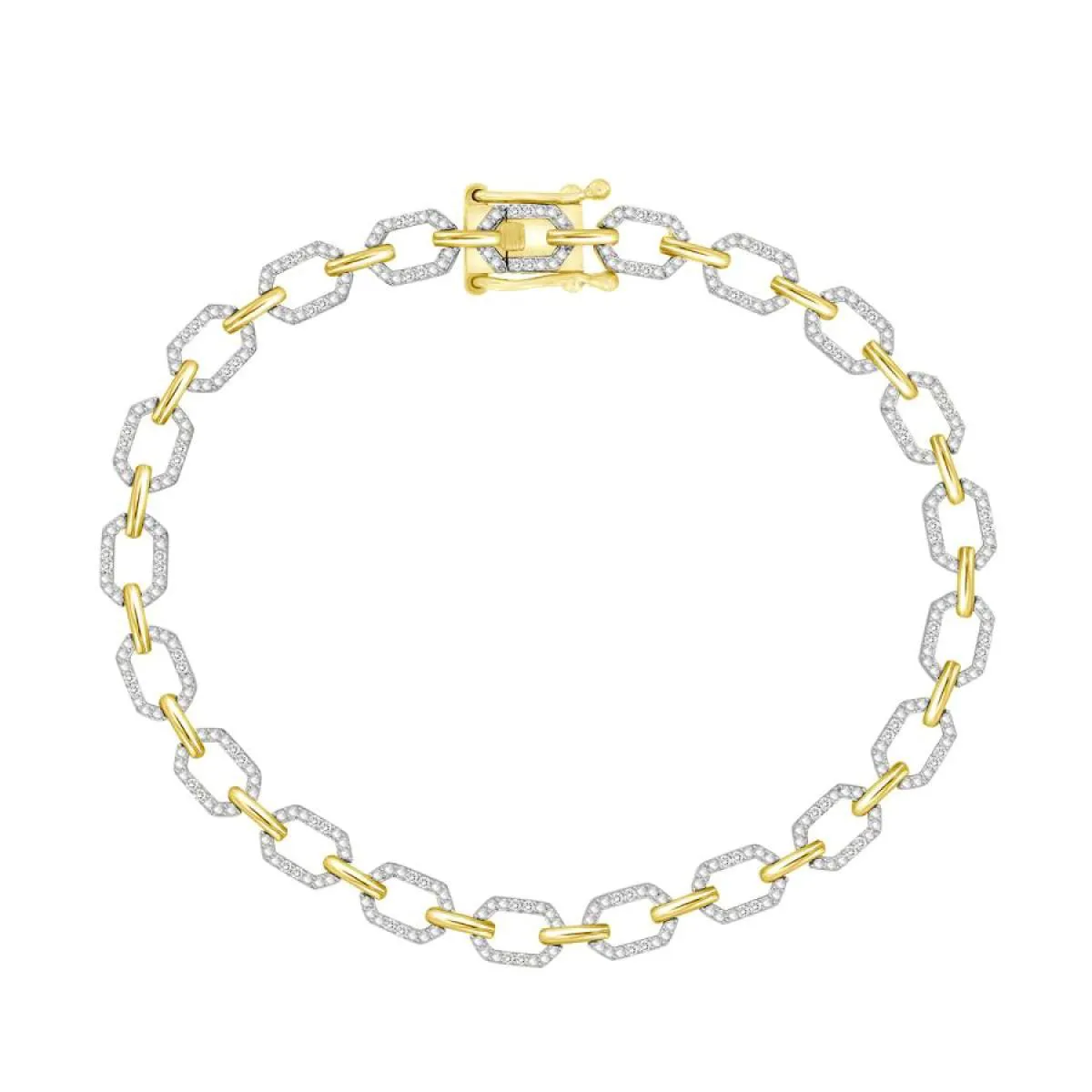 Diamond Paperclip Link Chain Bracelet 10kt Yellow Gold Size 7.5"