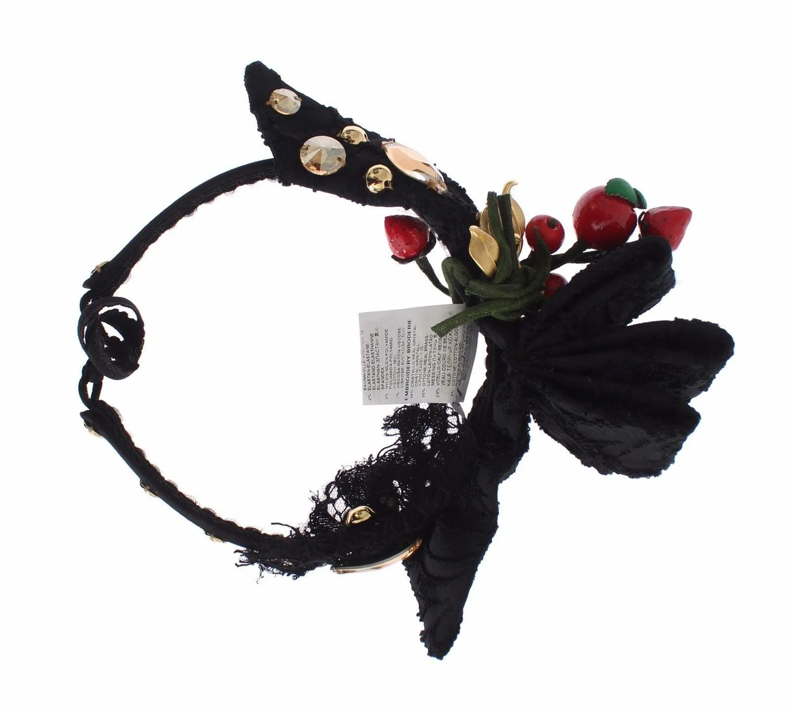 Dolce & Gabbana Diadem Headband Tiara Berry Fruit Crystal Bow Hair