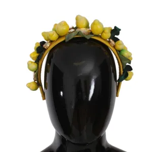 Dolce & Gabbana Yellow Lemons Sicily Crystal Diadem Tiara Headband