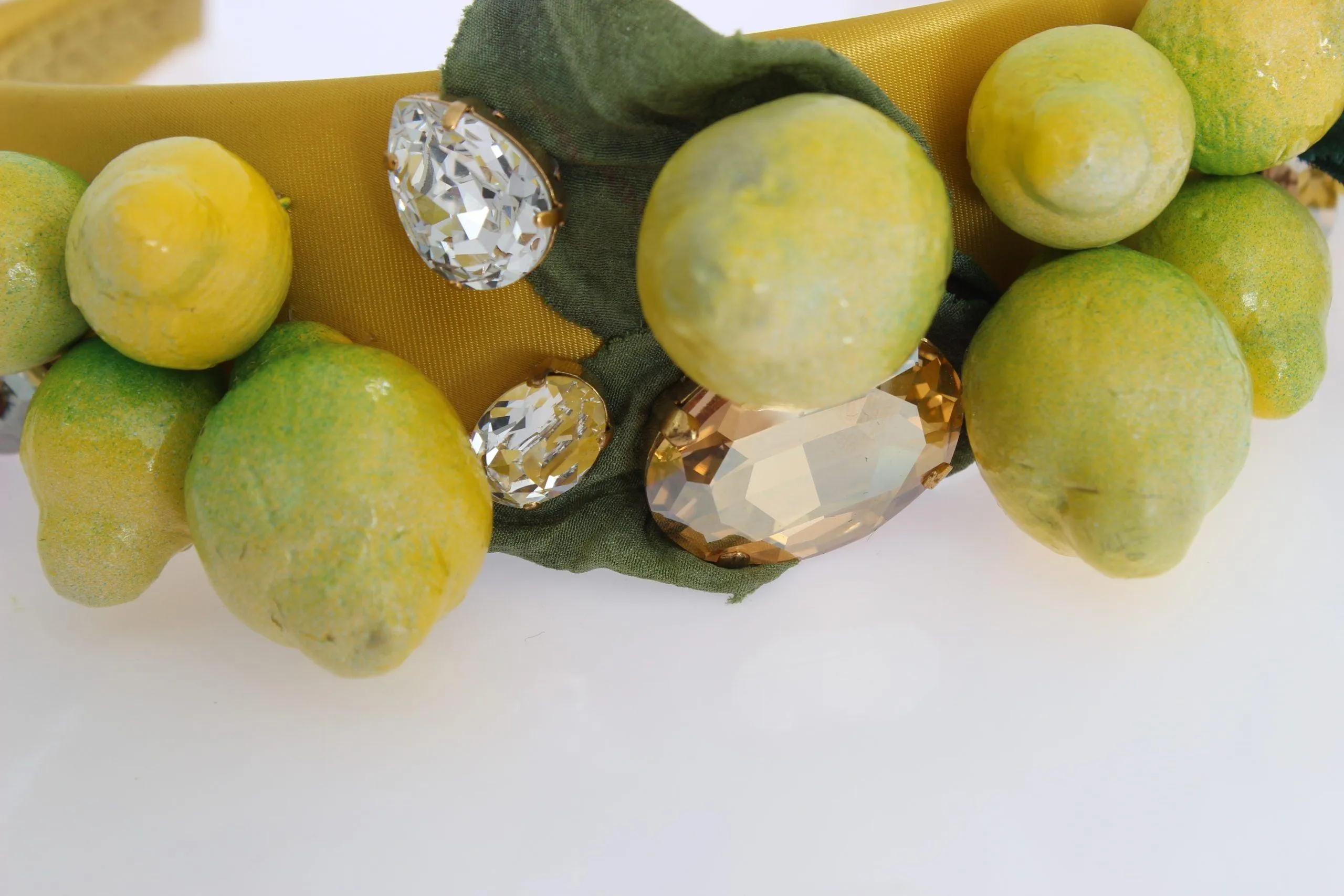 Dolce & Gabbana Yellow Lemons Sicily Crystal Diadem Tiara Headband