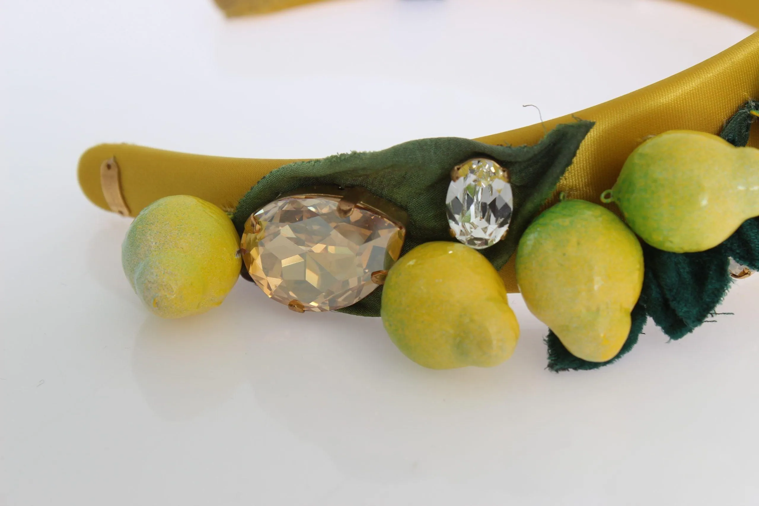 Dolce & Gabbana Yellow Lemons Sicily Crystal Diadem Tiara Headband