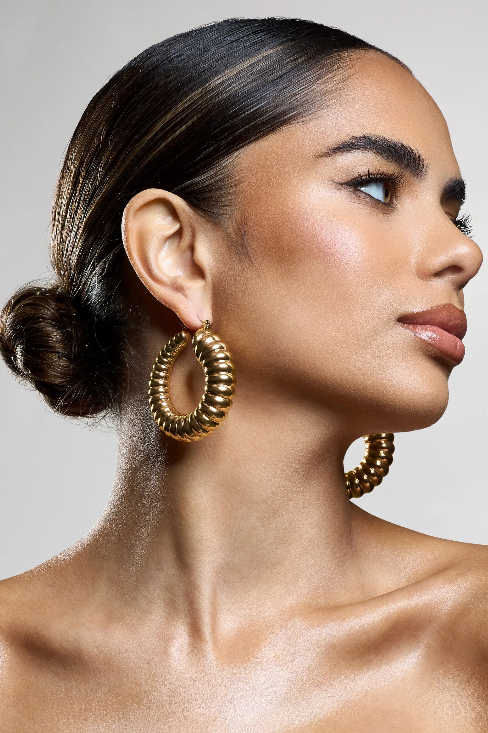 Dover | Gold Chunky Ribbed Hoop Earrings