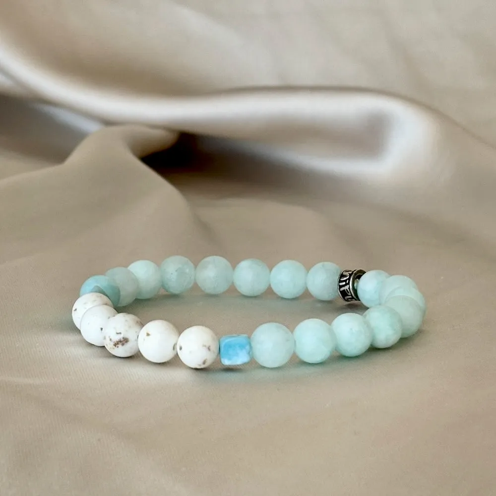 Elevate me Gemstone Bracelet with Amazonite, Magnesite and Larimar beads