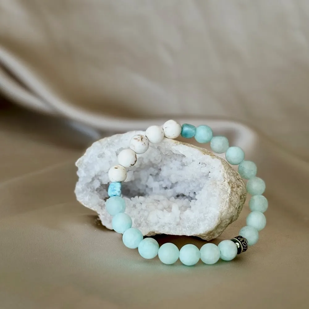 Elevate me Gemstone Bracelet with Amazonite, Magnesite and Larimar beads