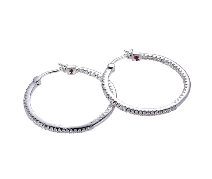 ELLE Silver CZ Medium Hoop Earrings (SI2721)