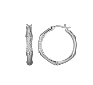 ELLE Sterling Silver "Bamboo" 22mm CZ Hoop Earrings (SI5100)