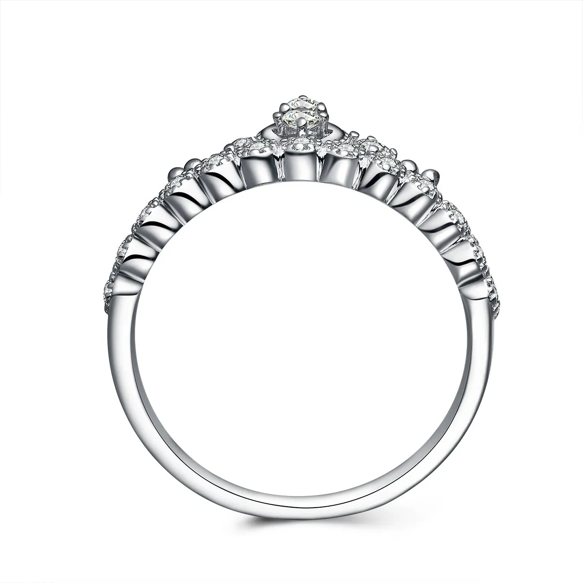 Enchant Princess Crown Round Ring in Sterling Silver