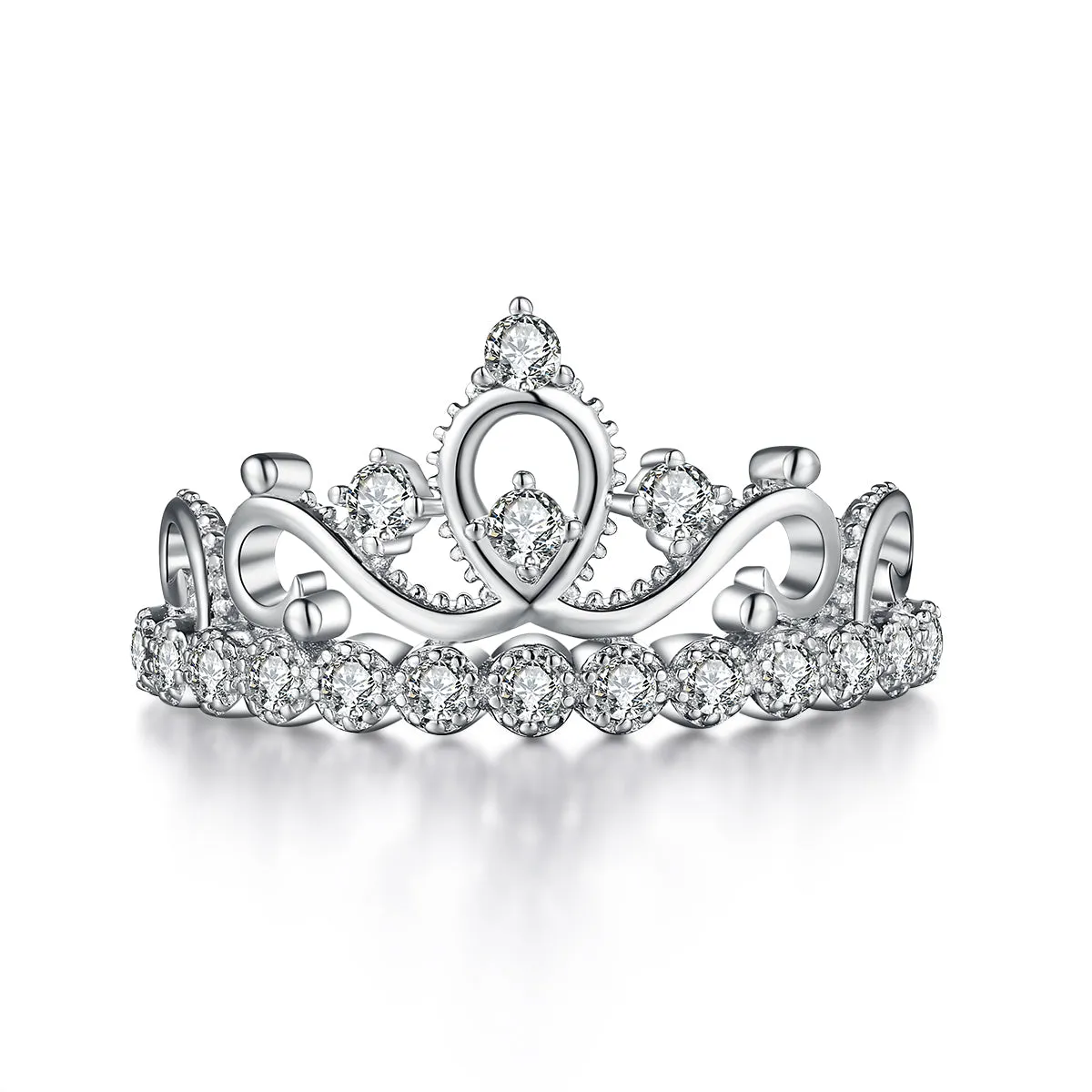 Enchant Princess Crown Round Ring in Sterling Silver