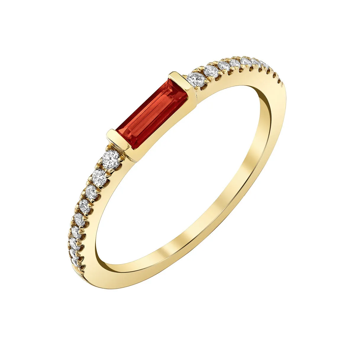 Garnet 14K Yellow Gold Ring with Diamonds