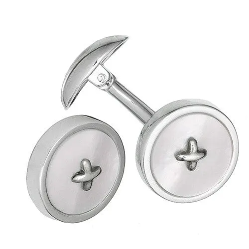 Gemstone Button Sterling Cufflinks