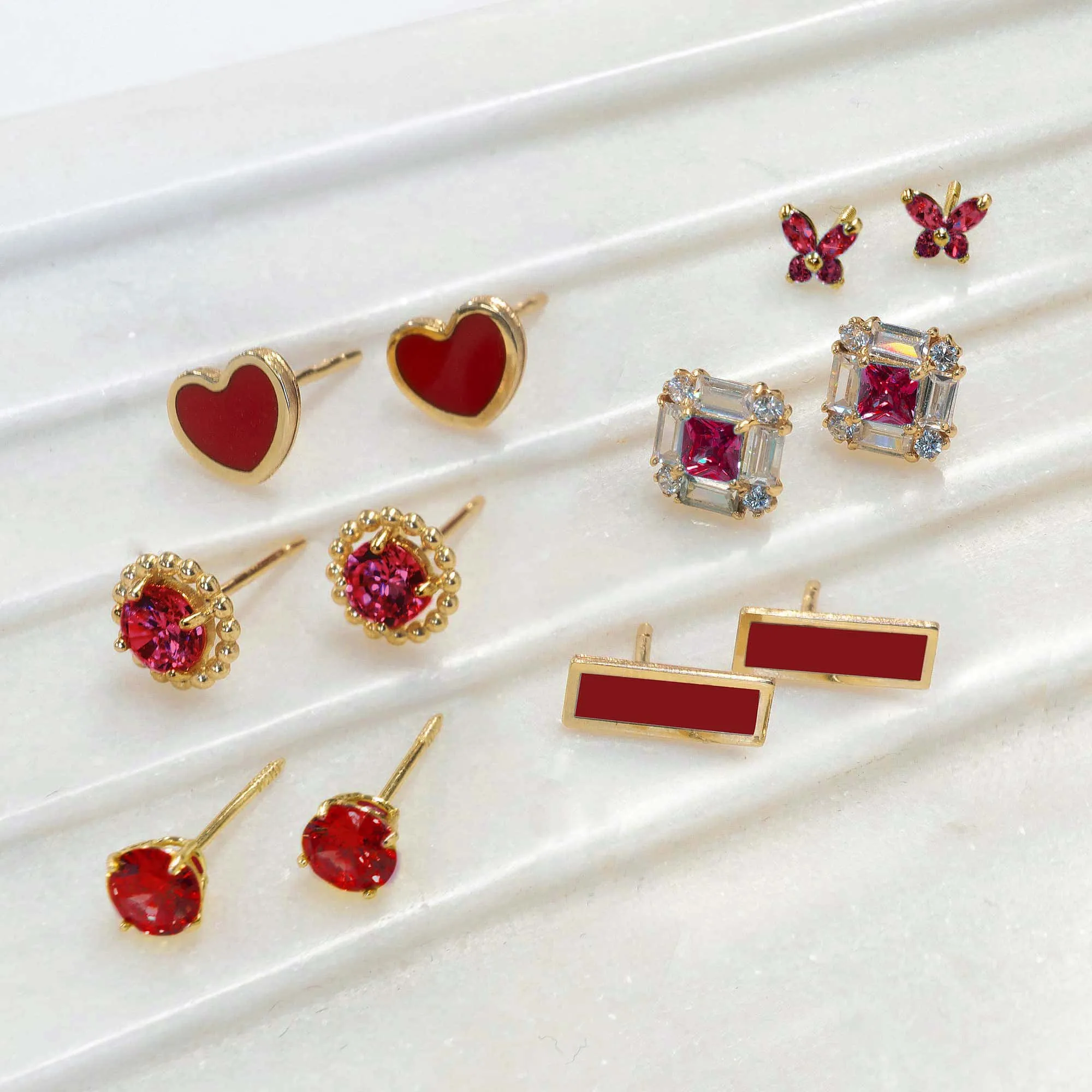 Gemstone Heart Studs Carnelian