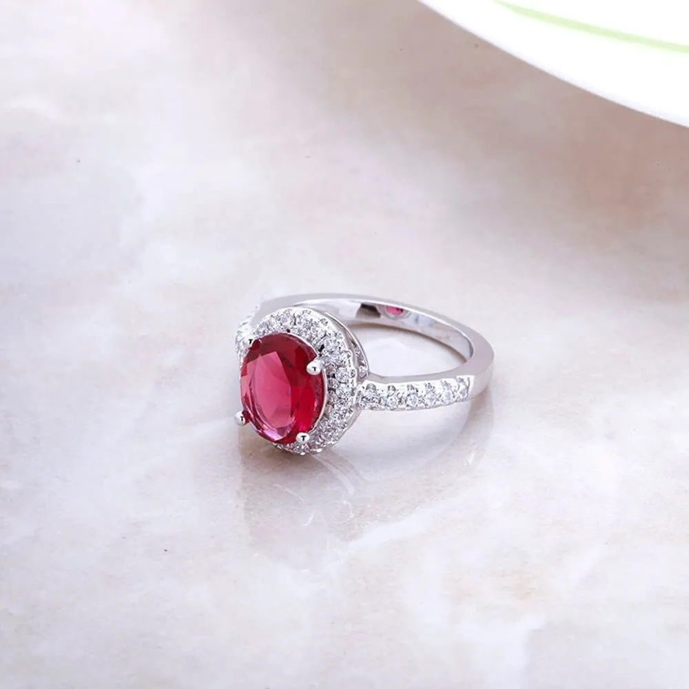 Genuine Ruby Crystal Ladies Ring