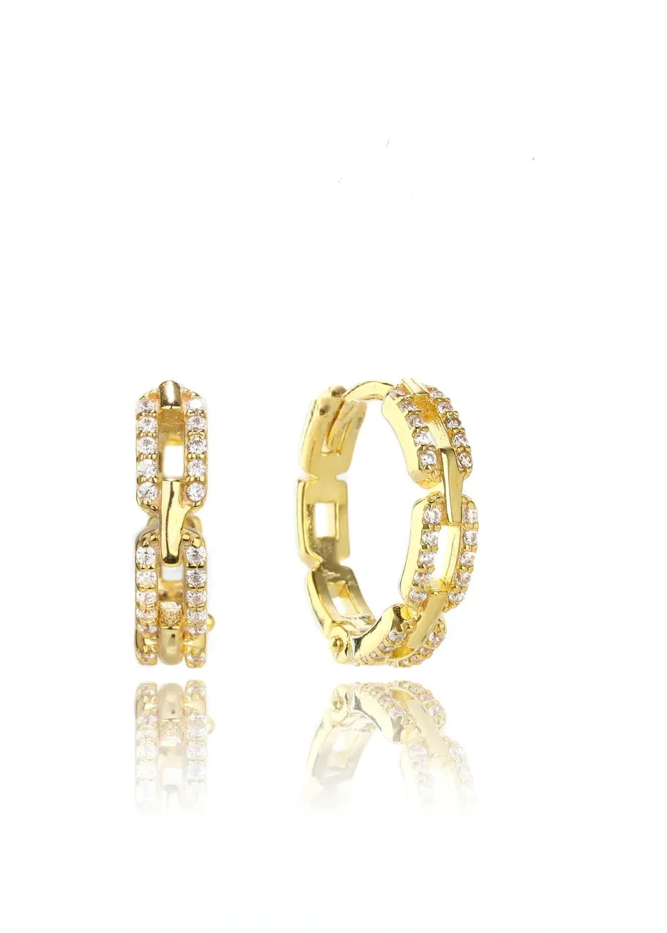 GEORGINI GODDESS LINK HOOP EARRINGS GOLD IE1125G