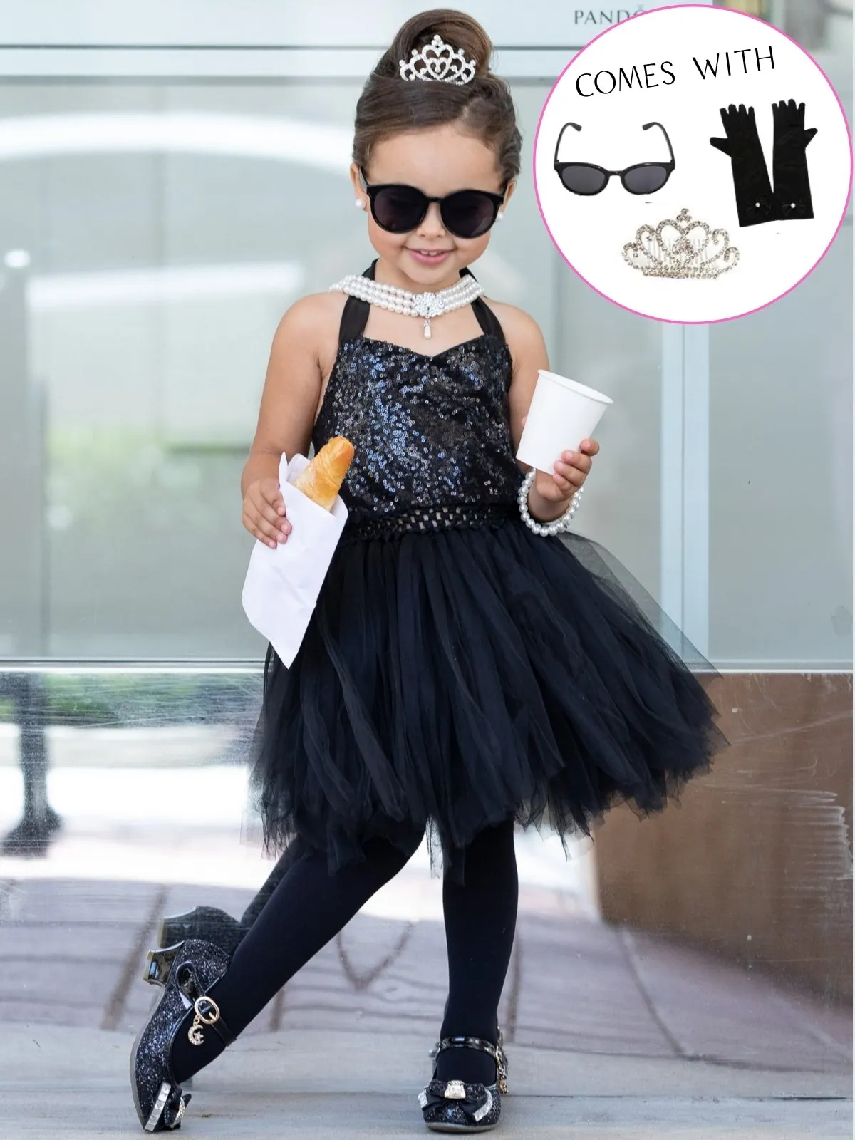 Girls Audrey Hepburn's Breakfast at Tiffany's - Inspired Sequin Tutu Dress Costume