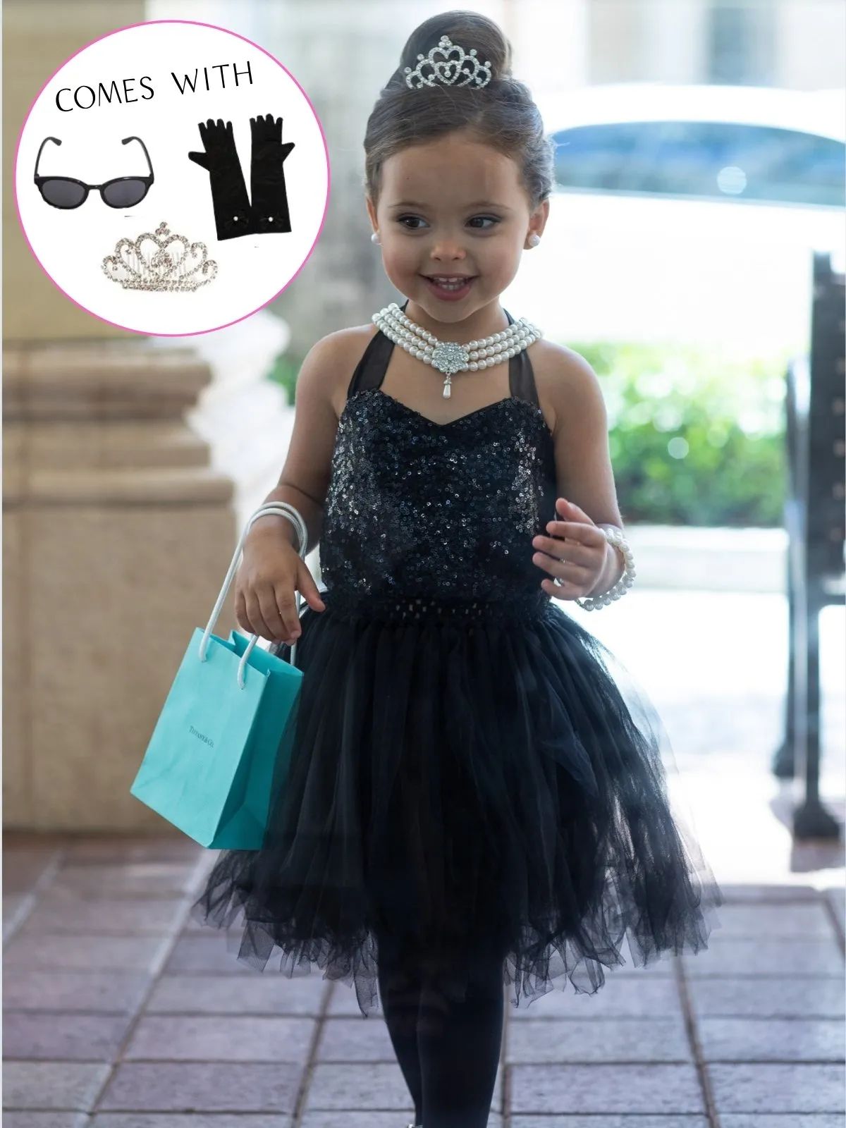 Girls Audrey Hepburn's Breakfast at Tiffany's - Inspired Sequin Tutu Dress Costume