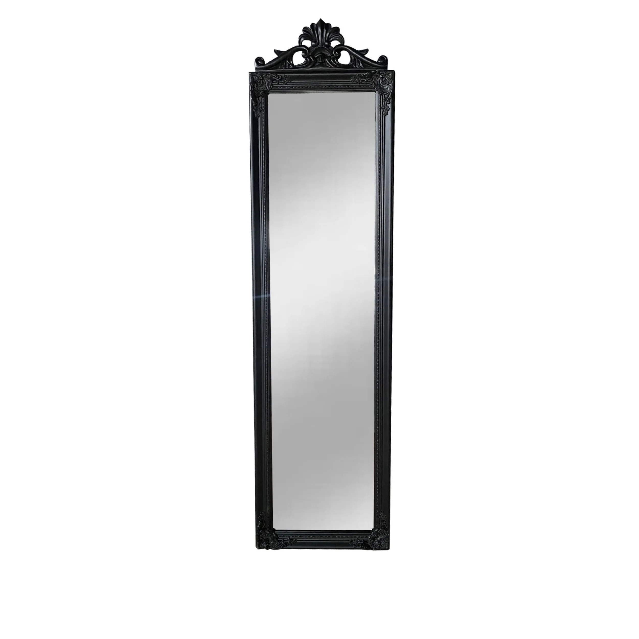 Gisela Full Length Standing Mirror with Decorative Design, Black