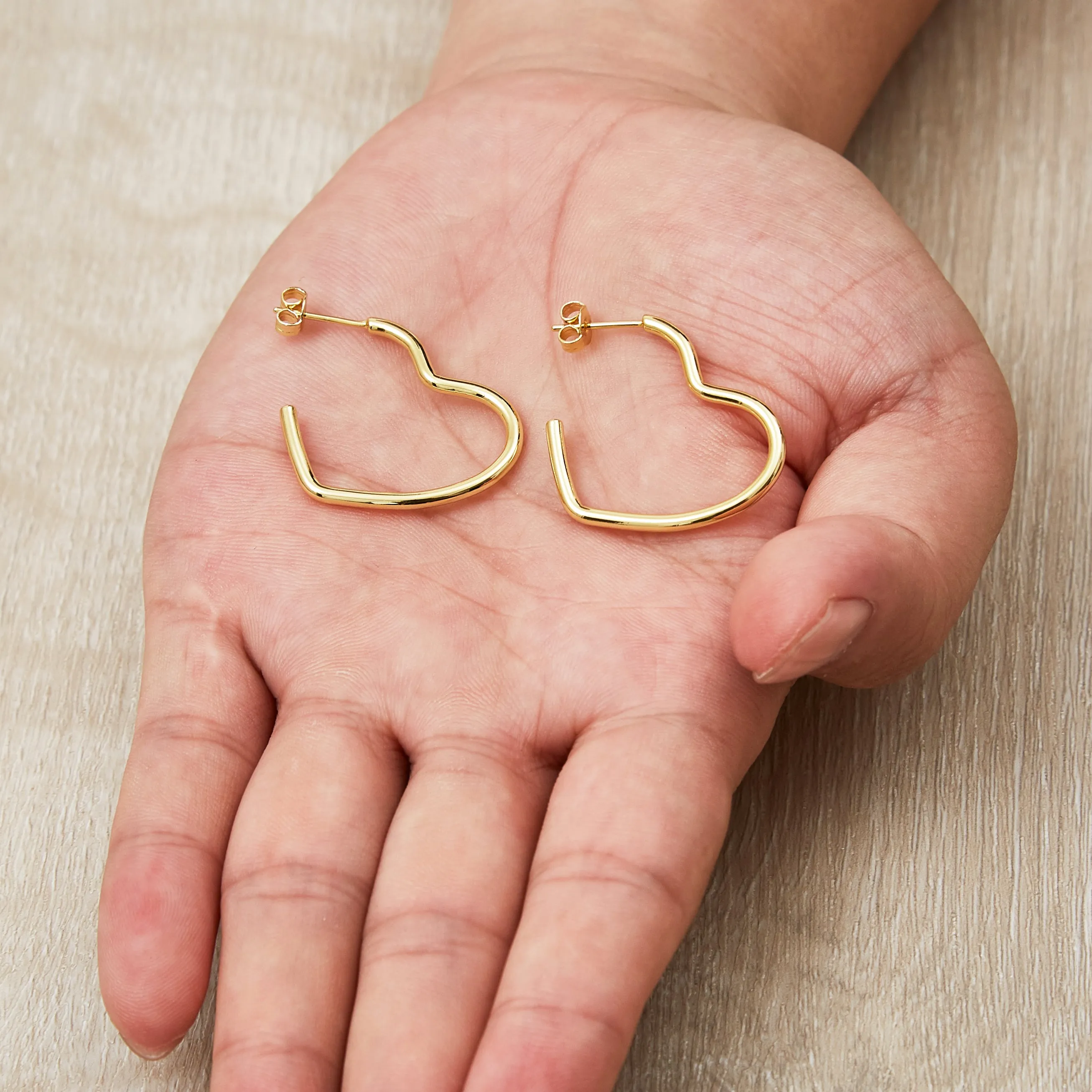 Gold Plated Heart Hoop Earrings