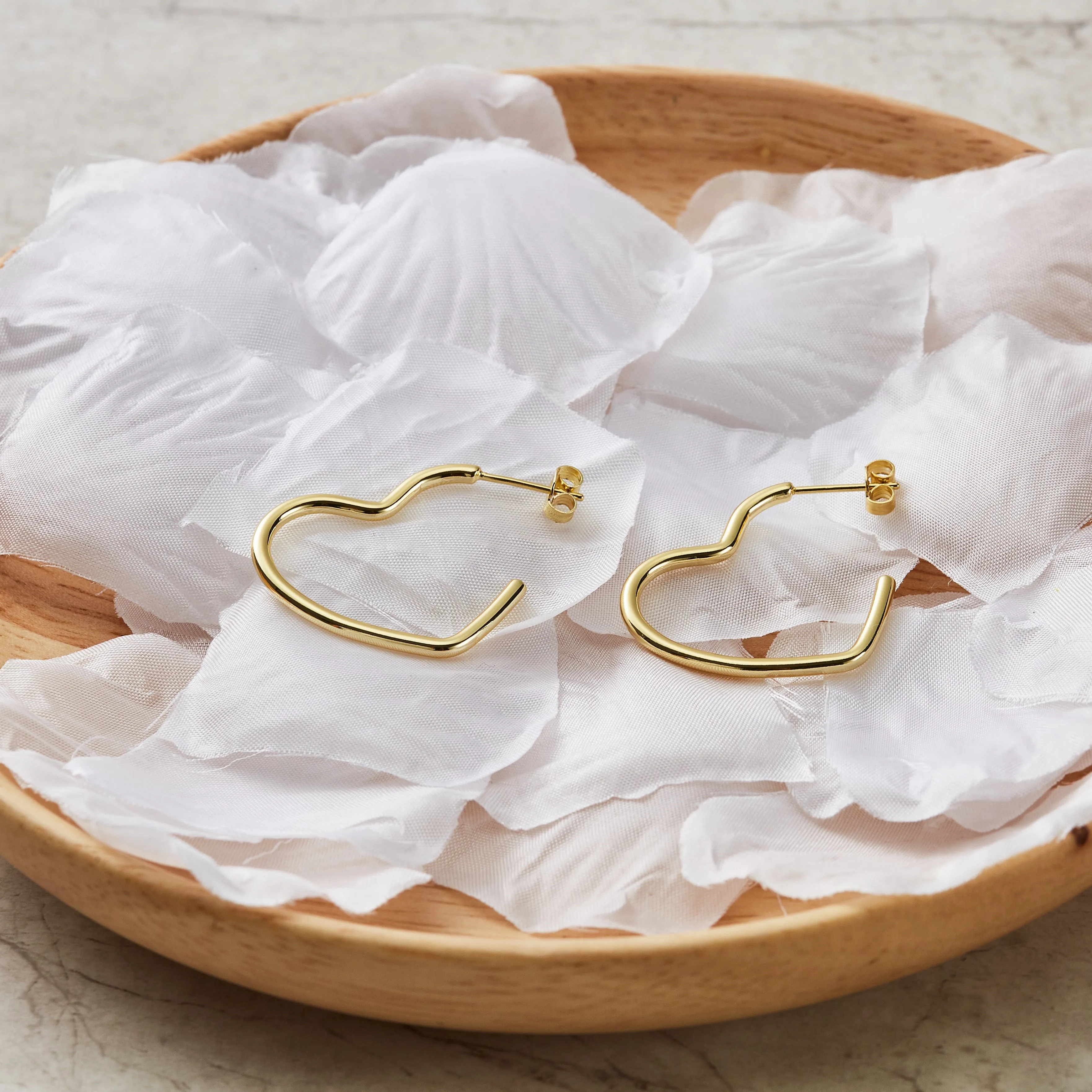 Gold Plated Heart Hoop Earrings