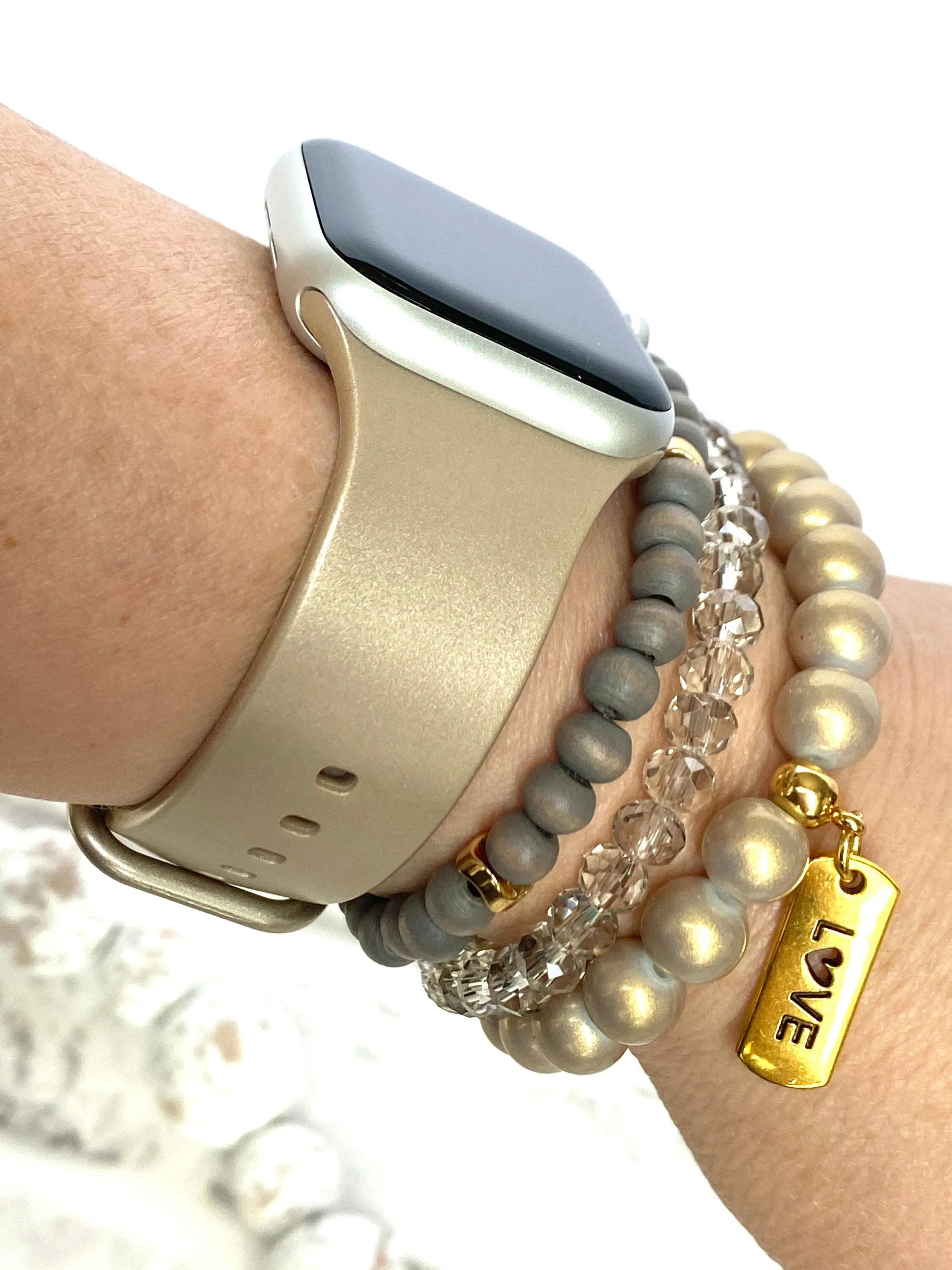 Gold/Gray Stacking Bracelets/Stretch Bracelets/Layering Bracelets