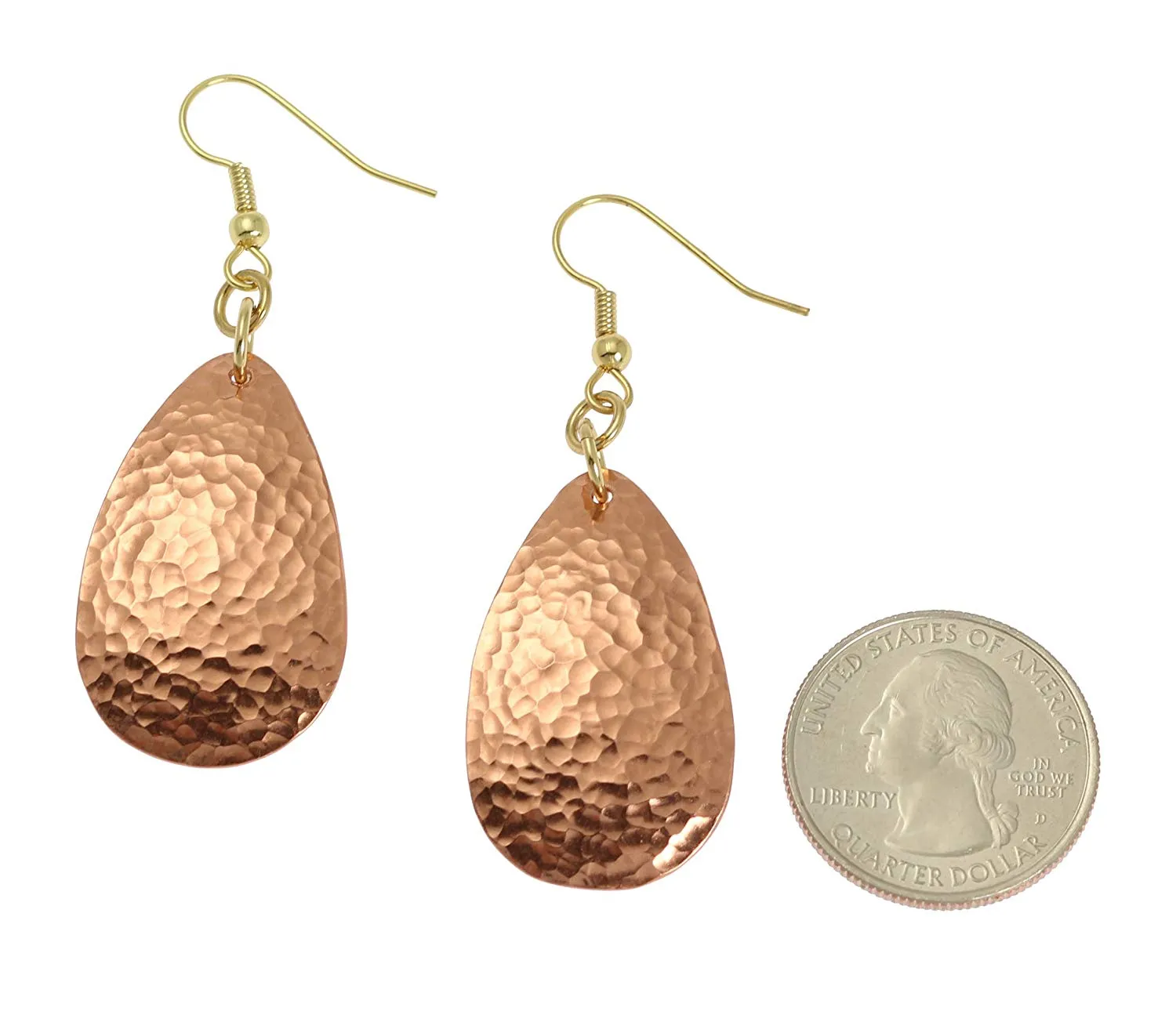 Hammered Copper Medium Tear Drop Earrings