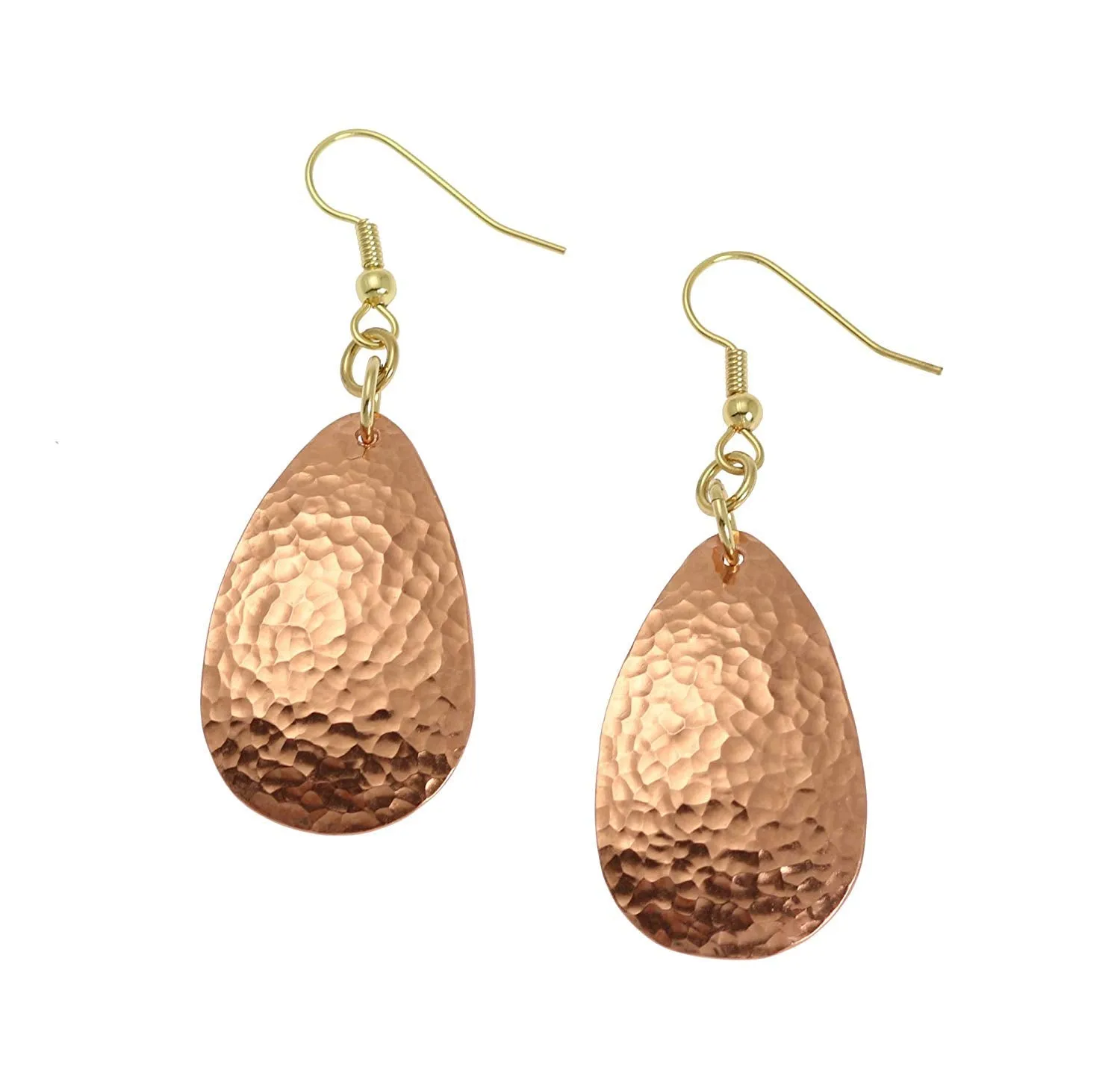 Hammered Copper Medium Tear Drop Earrings