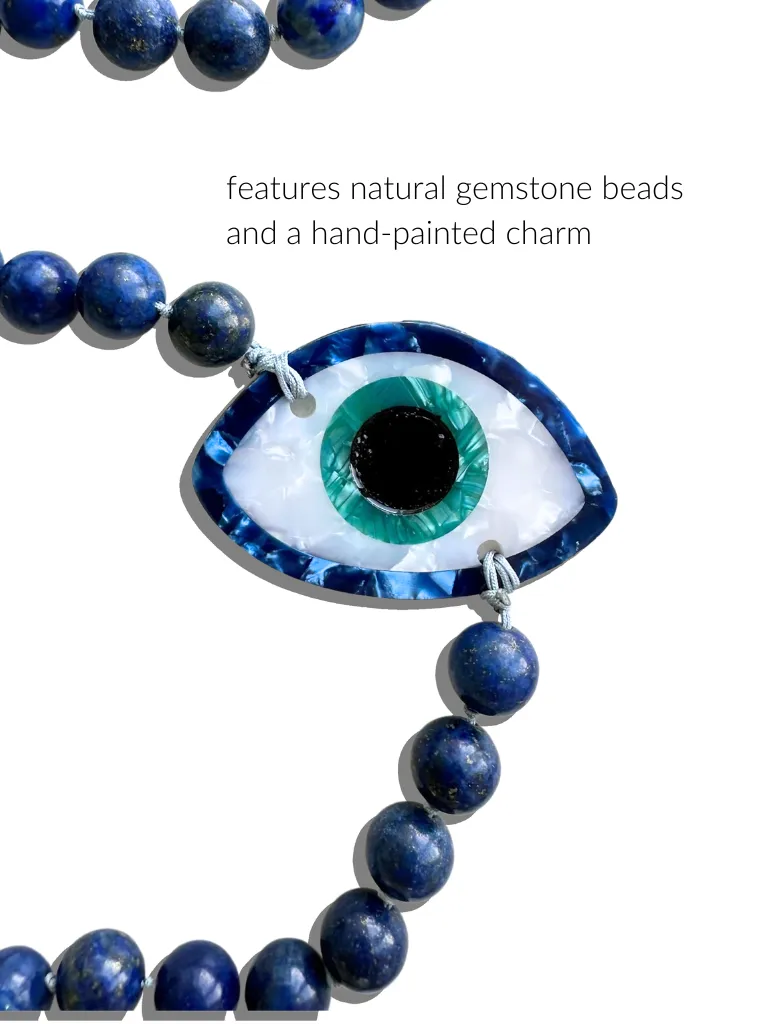 Hand-painted Evil Eye Gemstone Bracelet Phone Chain