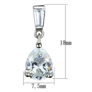 High polished (no plating) Stainless Steel Earrings with AAA Grade CZ in Clear for Women Clear Stone Color Style TK1804