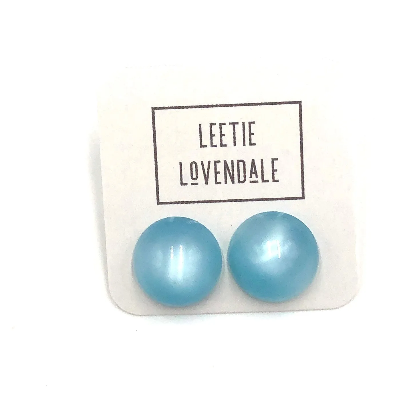 Ice Blue MG Retro Button Stud Earrings - 18mm