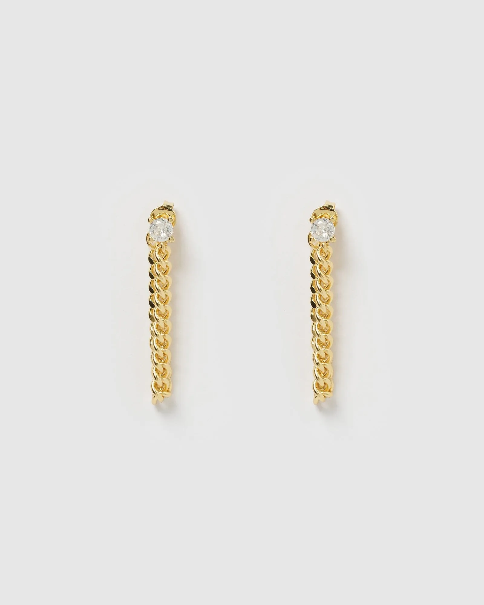 Izoa Annie Drop Stud Earrings Gold