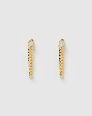 Izoa Annie Drop Stud Earrings Gold